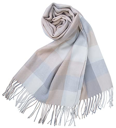 Chalier Fashion Damen Winter Schal Kariert übergroßer Quadratisch Deckenschal, Karo Tartan Streifen Plaid Muster Oversized Fransen Poncho MEHRWEG