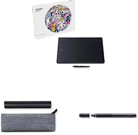 Wacom Intuos Pro Stifttablett Größe L, Grafiktablett (inkl. Wacom Pro Pen 2 Eingabestift mit verschiedenen Spitzen, geeignet für Windows & Apple) + Paper Clip + Finetip Pen