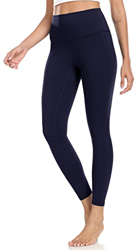 Colorfulkoala Sportleggings für Damen High Waist Leggins 7/8 Blickdicht Scrunch Bauchweg Sporthose Yogahose, Marine Blau, XL
