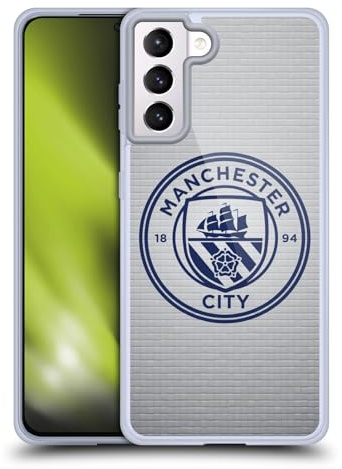 Head Case Designs Offizielle Manchester City Man City FC Fliesen obisidian Mono Abzeichen Pixels Gelhülle [Militärischer Schutzgrad] Kompatibel Mit Samsung Galaxy S21+ 5G Und Kompatibel Mit MagSafe