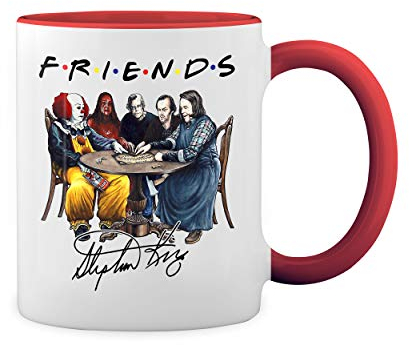 Friends horror movies by stephen king Bianco tazza di caffè con Red Rim & Handle Mug