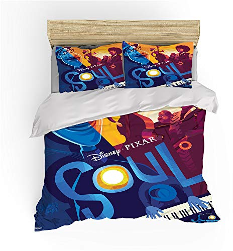 NICHIYOBI Soul Bettbezug Bettwäsche Set - Bettbezug und Kissenbezug,Mikrofaser,3D Digital Print dreiteiliger Bettwäsche (24,Single 135x200cm+80 * 80cm)