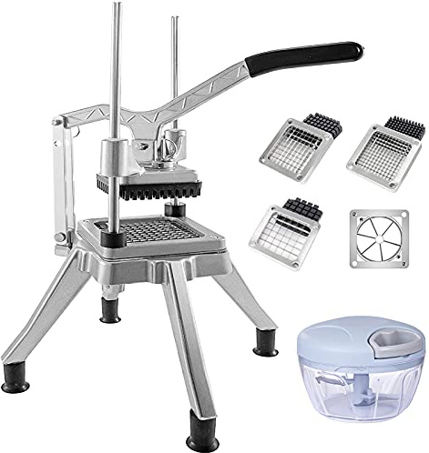 BotaBay Commercial Vegetable Fruit Chopper W/6-Wedge Slicer&1/4″&3/8″&1/2 Blade Professional Food Dicer French Fry Cutter Onion Slicer Stainless Steel For Tomato Peppers Potato Mushroom