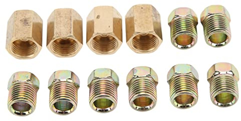 Bremsleitungsfittings, Universal-Bremsleitungsverschraubung Robust, hohe Härte, rostfrei 12 Stück 7/16-Zoll-24-Gewinde für 1/4-Zoll-Bremsleitung