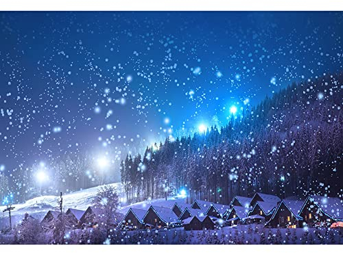 Aoihrraan 3,5x2,5m Weihnachtsdorf Hintergrund Schneit Wald Winter Nachtansicht Märchenstadt Fotografie Hintergrund Silvester Weihnachten Familienfeier Kinder Erwachsene Porträt Fotostudio Requisiten