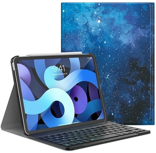 HAODEE Para la Caja del Teclado del iPad para iPad Air Case de Quinta generación 2020, Teclado inalámbrico Desmontable de 10.9 Pulgadas (Color : Blue Star)