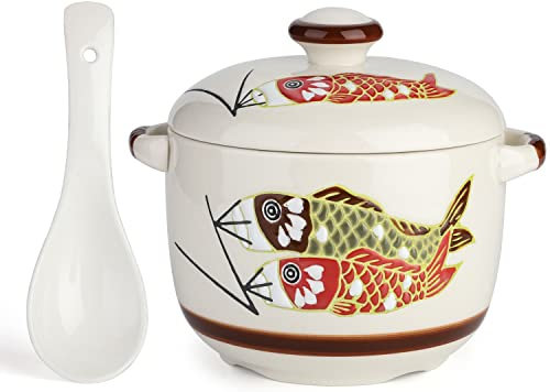 Keramik-Suppenschalen mit Griffen und Deckeln, französische Zwiebelsuppenschalen mit Suppenlöffeln, Porzellan, Suppentöpfe für französische Zwiebelsuppe, Müsli, Chili, Eintopf (TW-01)