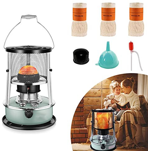 Chauffage au Pétrole Mobile Sans Électricité, Chauffage au Pétrole 4.5l, Chauffage de Serre Portable avec Changement de Conversion et 4 Mèches