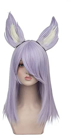 ydound Wig Anime Cosplay OW DVA Shin-Ryeong Halloween Cosplay Perücke Spiel Anime Lavendel Haar mit Ohren handgefertigt