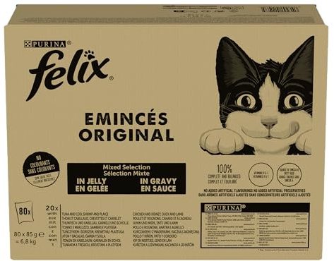 FELIX Original Nassfutter für erwachsene Katzen, 80 Beutel à 85 g