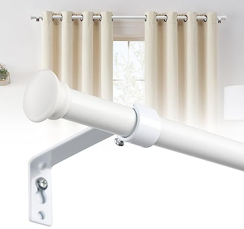 Gardinenstangen Weiß 71-210cm, 16mm Durchmesser Stabile Gardinenstangenset Edelstahl für Schlafzimmer, Wohnzimmer, Kinderzimmer