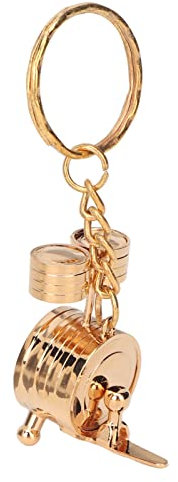 Porte-clés Mini Batterie, Métal Portable Instrument Porte-clés Percussion Tambour Charme Pendentif Porte-clés Mini Percussion Instrument Ornement Décoration pour Artisanat Musique Cadeaux(Or)