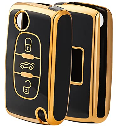 OFFCURVE Etui a Cle Voiture Coque Clé, Étui à Clés TPU Couvre Clef 2/3 Boutons pour Peugeot 106 207 308 406 607 Expert Partner Citroen C2 C3 C4 Grand Picasso Berlingo Xsara Fiat Scudo Ulysse