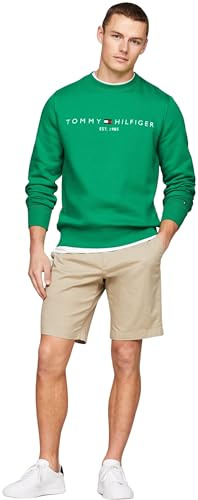 Tommy Hilfiger Felpa Uomo Tommy Logo senza Cappuccio, Verde (Olympic Green), L