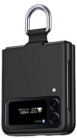 BORYA Case for Samsung Galaxy Z Flip4 (Flip 4) 5G, Ultra Thin Premium Silicone PC Shockproof Cover, Silky Matte Skin Feeling Elegant Anti-Scratch Folding Case With 360° Ring, Black