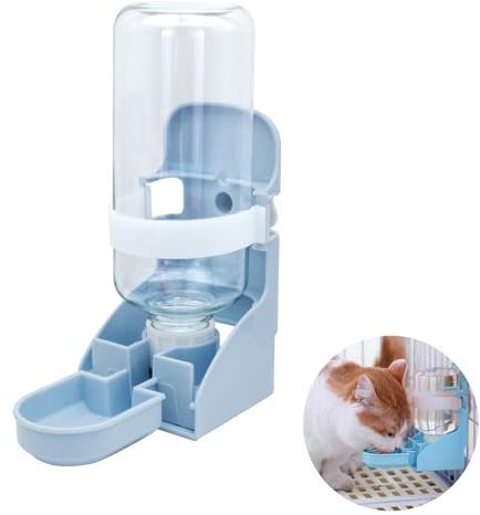 MultiValue Botella de Agua para Gatos 2 en 1 Bebedor de Perros Portátil 500 ml Botella de Agua para Mascotas Extraíble Automático para Animales Pequeños (Azul)