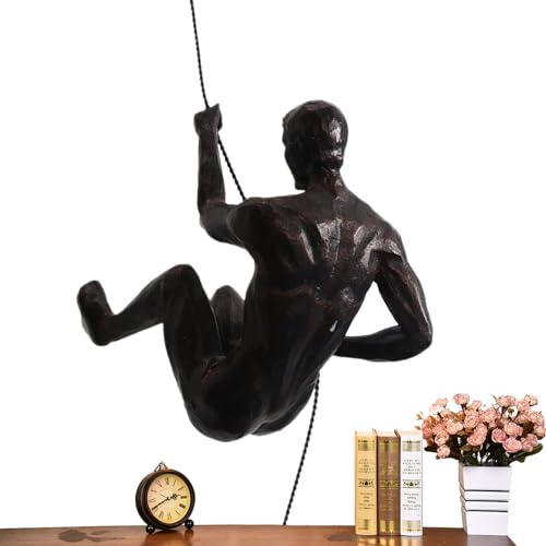Genikeer Harz Felsenkletterer Wandbehang Skulptur, Climbers Wanddeko Für Dekoration, Wandschmuck Kletterer Figur Für Zuhause