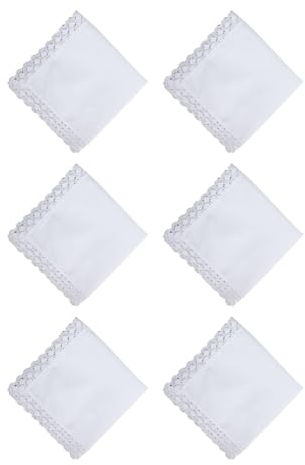 Perfeclan 6 Stück reine weiße Spitzen-Taschentücher für Hochzeiten, weiche Damen-Taschentücher in klassischem Weiß für selbstgemachte Hochzeitsgeschenk