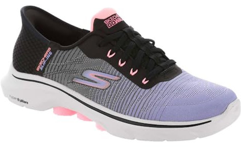 Skechers Go Walk 7 Adel, Zapatillas Mujer, Black Textile/Multi Trim, 39 EU