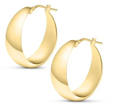 Amberta Damen 925 Sterling Silber Dicke Ohrringe: Gold Dicke Ohrringe 25 mm