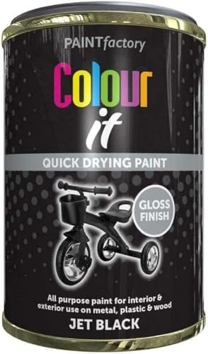 Q&H Jet Black Gloss Paint Tin 300ml - Glossy Finish For Interior And Exterior Use - Premium Quality Household Paint - Quick Drying Formula - Multipurpose Suitable For Metal, Wood, Concrete (1)