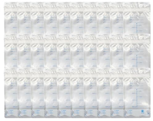 Lesunbak Milchbeutel für Muttermilch, Muttermilchbeutel, 30 Stück tragbare Milchbeutel in Lebensmittelqualität, 200 ml Stillbeutel, auslaufsicherer Milchaufbewahrungsbeutel für Gefrierschränke,