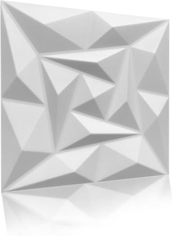 Eurodeco 3D Wandpaneele - 3D Wandverkleidung Paneele - Dekoren Deckenpaneele - Wanddeko Platten - Wandtattoos aus Polystyrol XPS Styropor - 50 x 50 cm, 3 mm Stärke, Weiß Quarz, 80 Stück (20m²)