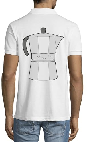 Polo en coton pour homme Motif percolateur de café endormi Blanc, blanc, M