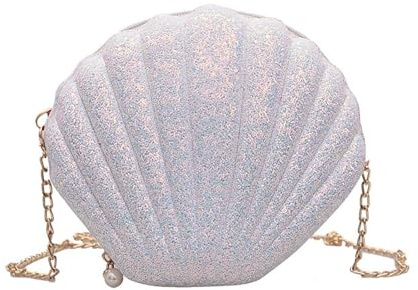 CXINLky Muscheltaschen Damen, Meerjungfrau Tasche, Glitzer Schöne Shell Perle Crossbody Schulter Glänzend, Perle Shell Handtasche, Meerjungfrau Karneval Kostüm Accessoires