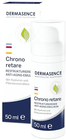 DERMASENCE Chrono retare Anti-Aging-Emulsion, 50 ml, glättende Tagespflege für reife Haut, verbessert Spannkraft und Hautbild, spendet Feuchtigkeit, mattiert, vegan, parfümfrei, für Gesicht und Hals