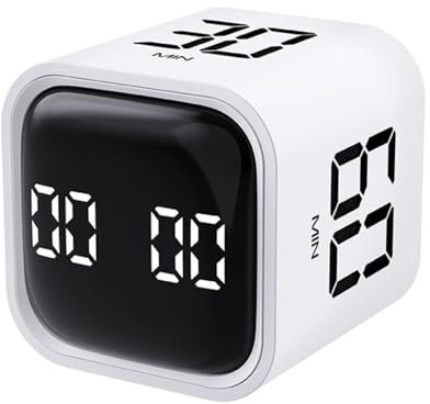 Cube Timer, Digitaler Würfeltimer, 5/10/30/60 Minuten und benutzerdefinierter Countdown, Pause und Fortsetzen, stumm, vibrierend und Einstellbarer Tonalarm für Aufgaben, Arbeit, Studium, Küche