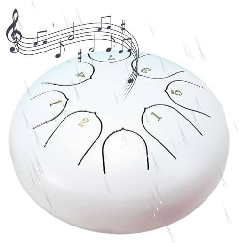 Homgo Regentrommel für den Garten draußen, 8 Noten Chakra-Trommel für Regen im Freien, Tongue Rain Chime Drum, Wasserdichte Trommel-Regenglocke, Chakra-Trommel 15cm