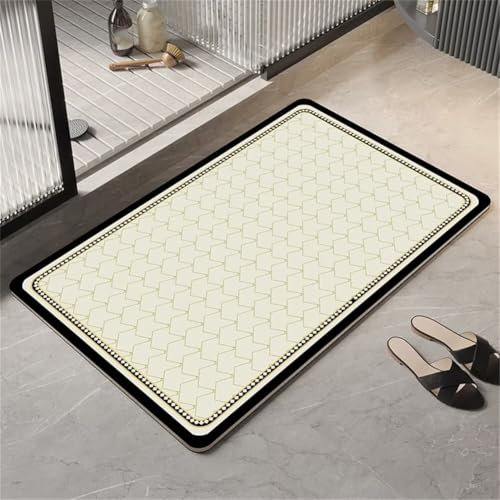 Einfach Badezimmerteppich Badematte rutschfest, Bathroom Mat Mats, Diatomite Stone Bath Mat, Badezimmer Teppiche, Duschvorleger Schnelltrocknend, FußMatte Badezimmer Duschmatte Stein 80x150cm