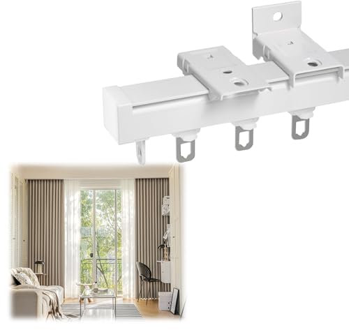 Vorhangschiene, Deckenvorhangschiene, mit Schienen-Vorhangsystem, Deckenvorhangstange, Decken-/Wandmontage, Vorhangschienensystem, Raumteiler, Schränke, Außenbereiche (Weiß, 280 cm)