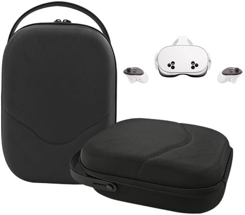 TUCANA Hard Carrying Case Compatible for Oculus Meta Quest 3, Meta Quest 3S, Traval Case for VR Headset Controller and Official Head Strap Accessories (Black)