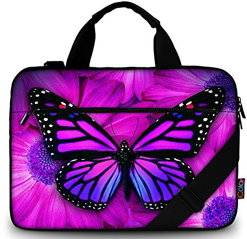 Mibbxea 13 13,3 Zoll Laptoptasche mit Verstellbarem Schultergurt,Canvas Messenger Tasche,Reisetasche,schützende Tragetasche für 12-13,3 Zoll Computer,Ultrabook,Netbook (Großer Schmetterling)
