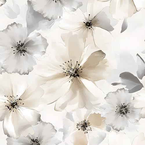 ILHIIOR Beige Floral Peel and Stick Wallpaper Boho 17.5 x 393 Inches