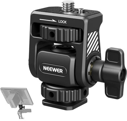 NEEWER Supporto per Monitor da Campo Aggiornato con Cold Shoe Girevole 360° e Inclinabile 180°, Vite Antitorsione Compatibile con Atomos Ninja Monitor Fotocamera 5 7, Gabbia per Fotocamera, MA019