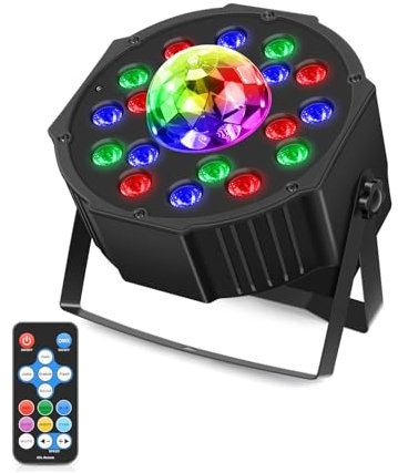 MOSFiATA LED Par Strahler mit Discokugel, RGB Scheinwerfer Discolicht 2 in 1 Partylicht Bühnenlicht für Partyraum Hochzeiten Halloween Weihnachte