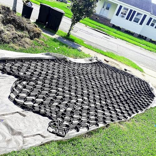 RENLXFI Kiesgitter Kiesmatten Bodenwabe Schlammschutzgitter Für Hof, 5cm Garten Gehwege Boden Schottergitter Skalierbare Masche Für Kies/Zement/Sand, Geogitter Landschaft Cuttable(9.8ftx23ft(3mx7m))