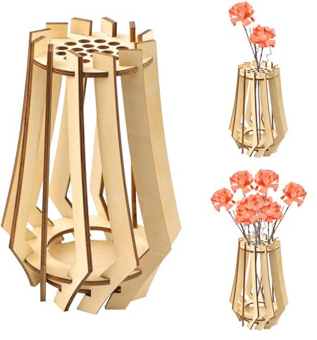 Vase Puzzle 3D en Bois Unique pour Bouquet de Fleurs Lego – Vase décoratif à Fleurs Lego pour compositions de Bouquets, présentation élégante et décoration d'intérieur
