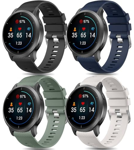 YLK 4 Piezas Correa Reloj Universales de 22mm Liberación Rápida Reloj Inteligente Hombre Mujer, Silicona Suave Pulseras de Repuesto