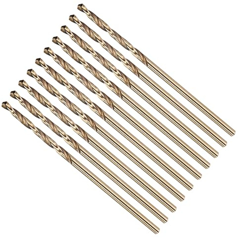 METALLIXITY Micro Drill Bit #52 10Pcs 4341 HSS Small Bits 118° Gold Finish | Straight Shank for Copper Aluminum Wood Plastic Medium Hard Metal