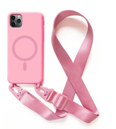 2NSPDRGNI Crossbody Case Compatible with iPhone 11 Pro,Wireless Charging Shell with Adjustable Neck Cord Lanyard Strap,Pink