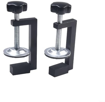 Lot de 2 serre-joints en C de 10 à 57 mm - Capacité d'ouverture - Étau de travail du bois - Pour perçage du bois, du plastique, de l'aluminium, de l'acier au carbone - Noir et argenté