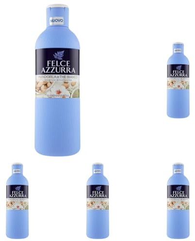 Felce Azzurra - Bagnoschiuma Profumato Mandorla e The Bianco, Bagno Schiuma Detergente Delicato Idratante per Pelle Morbida dalle Note Dolci e Cremose, Bagnodoccia Dermatologicamente Testato, 650 ml