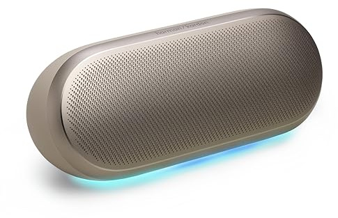 Harman Kardon Luna 2 - Altavoz Bluetooth inalámbrico con Refuerzo de Sonido AI, luz Ambiental, IP67 Impermeable y Resistente al Polvo, batería integrada para 12 Horas de reproducción, conexión