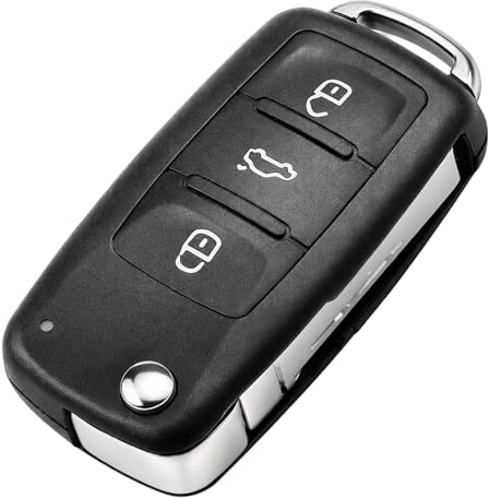 Ebksqs Ersatz Schlüsselgehäuse - 3 Tasten Klapphülle kompatibel mit VW Golf, Polo, Passat & Skoda Octavia