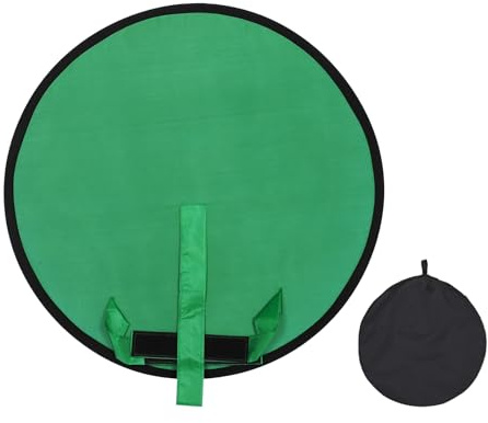 sourcing map Green Screen Backdrop (75cm Diameter) Foldable Green Background with Stand Carrying Bag, Fits Video/Photography/Meetings/Chats
