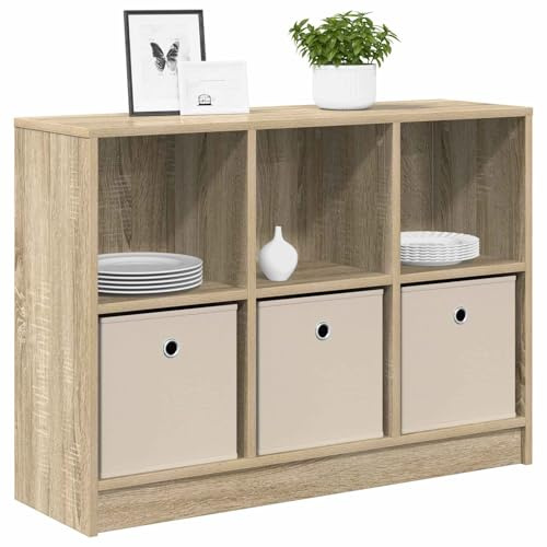 vidaXL Sideboard mit Schubladen Sonoma-Eiche 88,5 x 27,5 x 63,5 cm, Moderner Sideboard, freistehend, viel Platz, praktischer Wohnungshelfer, schickes Design für Dein Wohnzimmer